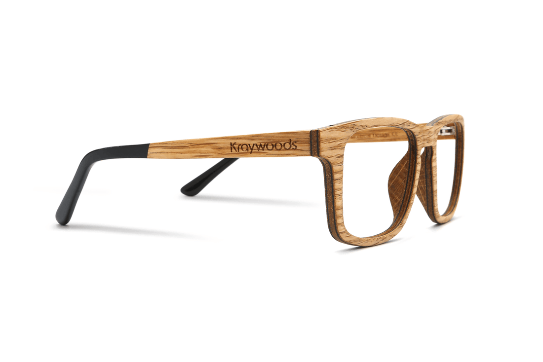 Rubia Atrevida, Gafas Rectangulares de Madera de Cebra Amarilla - Lateral