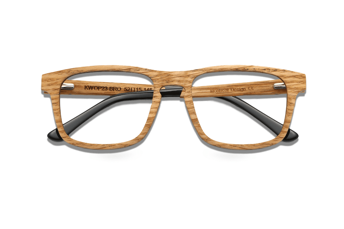 Negrita Rubia, Gafas Rectangulares de Madera de Cebra Amarilla - Plegadas