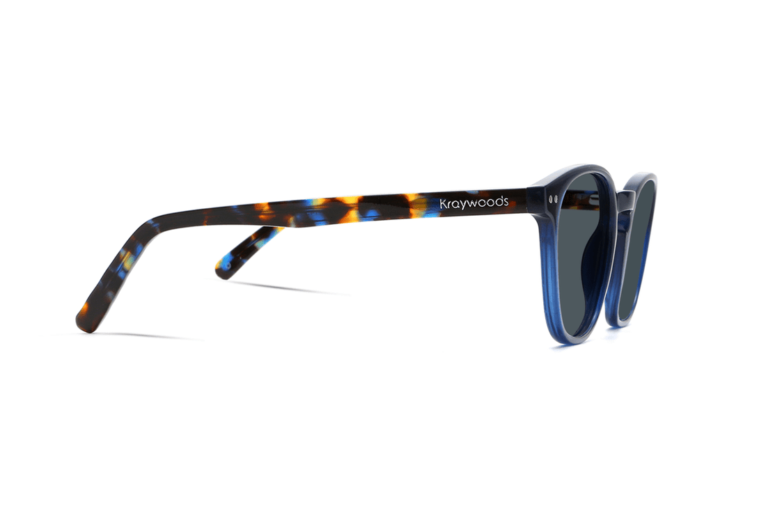 Dare Navy, Gafas de sol retro cuadradas azul marino - vista lateral