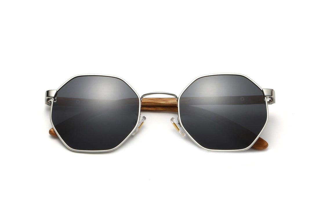 Daze, Gafas de sol octogonales de metal plateado - Plegadas