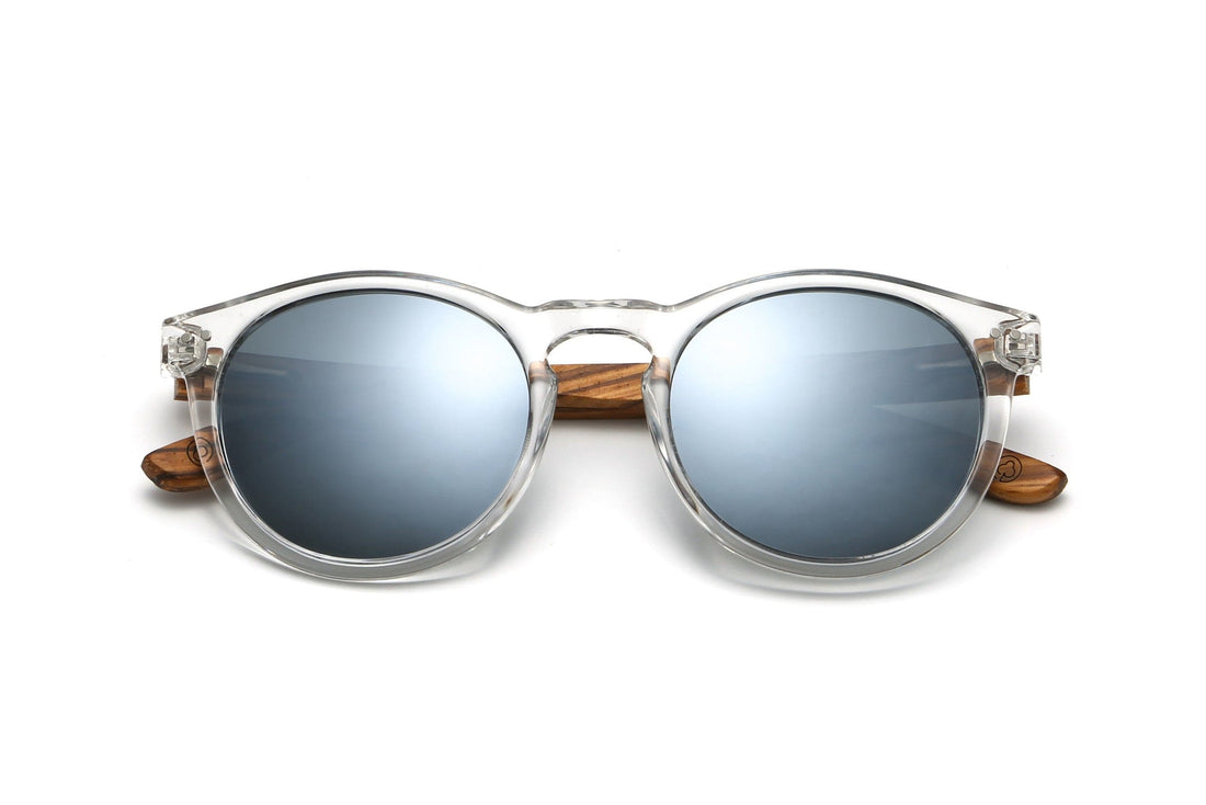 Groove, Gafas de sol redondas con montura transparente y reflectante - Plegadas