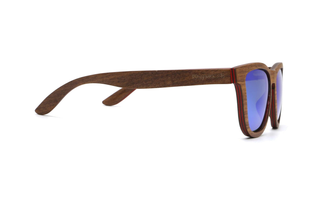 Racer, Gafas de sol de madera con espejo verde polarizado - Lado