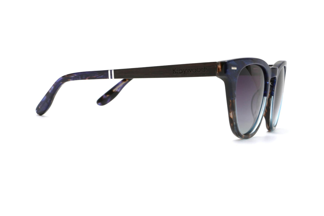 Cielo, gafas de sol de ojo de gato de tortuga azul - Lado