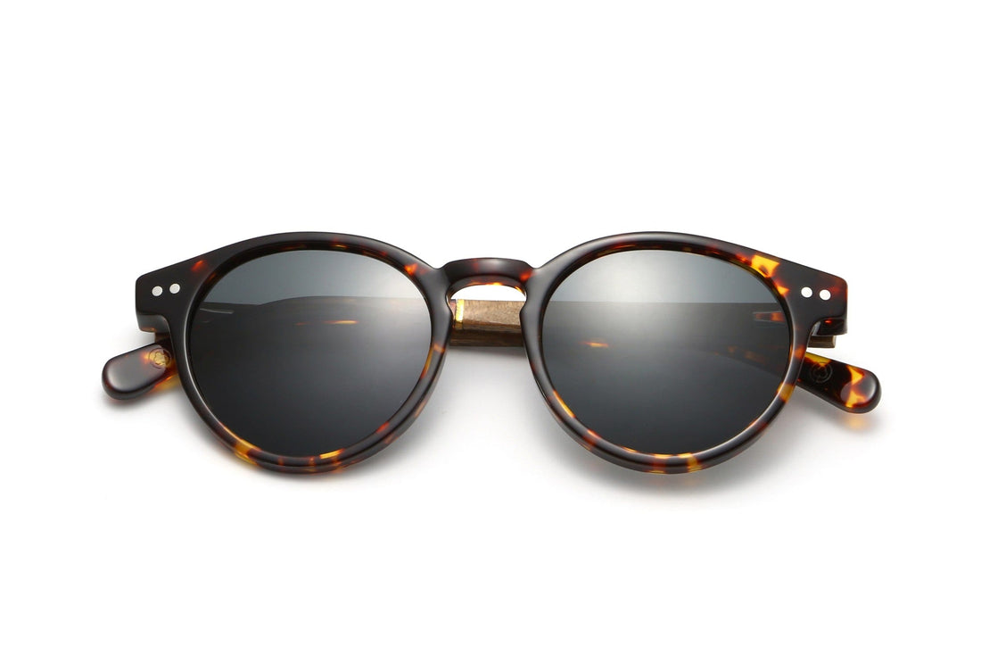 Trevor, Gafas de sol redondas pequeñas de tortuga - Plegadas
