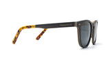 Lunettes de soleil Hunter Black, lunettes de soleil rétro carrées en bois avec verre polarisé gris - Vue de côté
