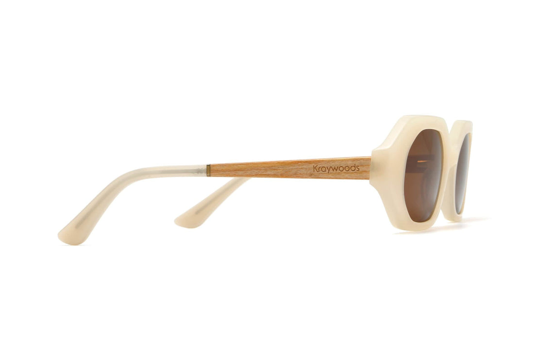 Mia Ivory, Lunettes de soleil géométriques octogonales ivoire - Side