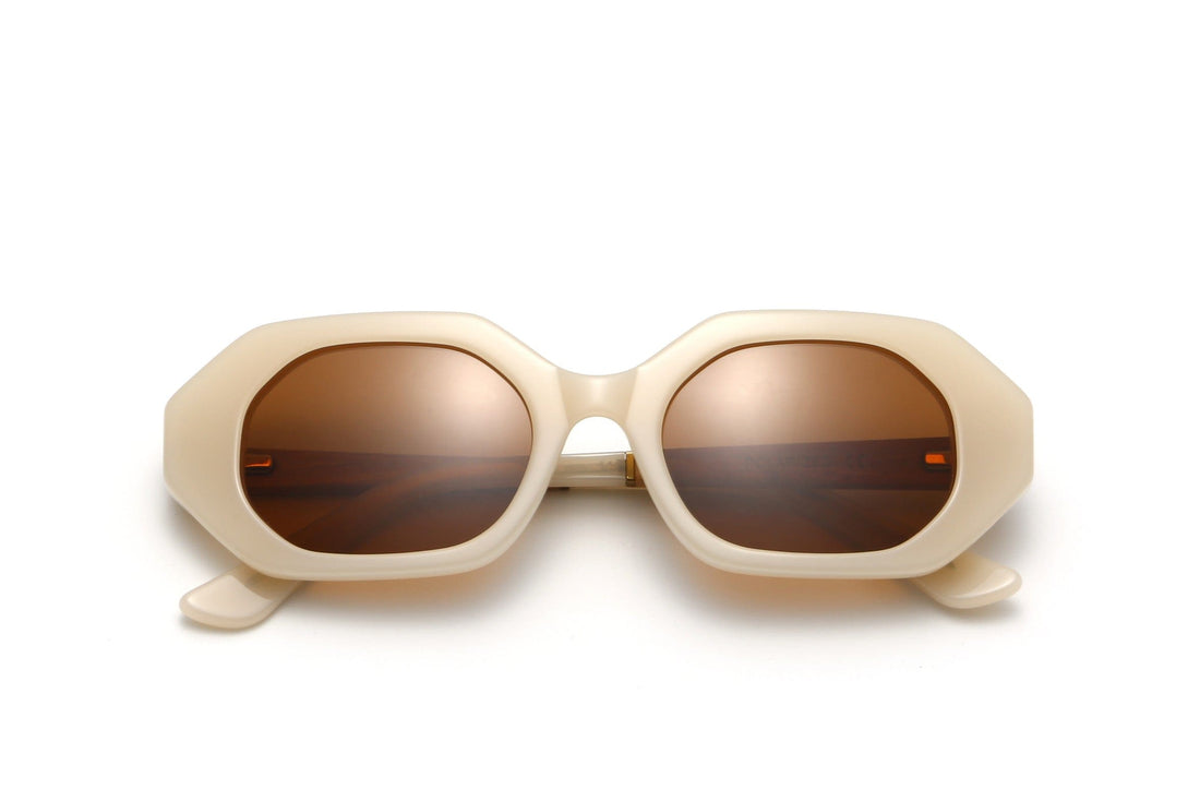 Mia Ivory, Ivory Lunettes de soleil géométriques octogonales - pliées