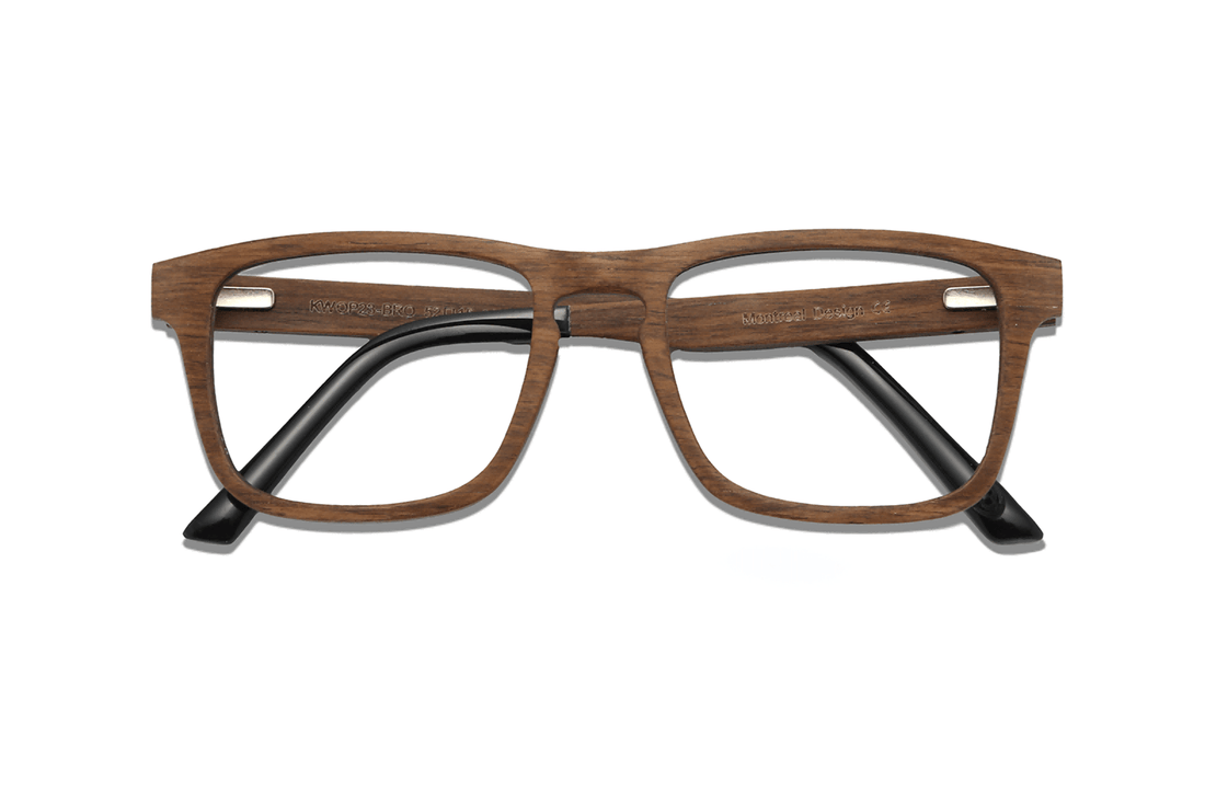 Bold Brown, occhiali rettangolari in legno di quercia marrone - piegati