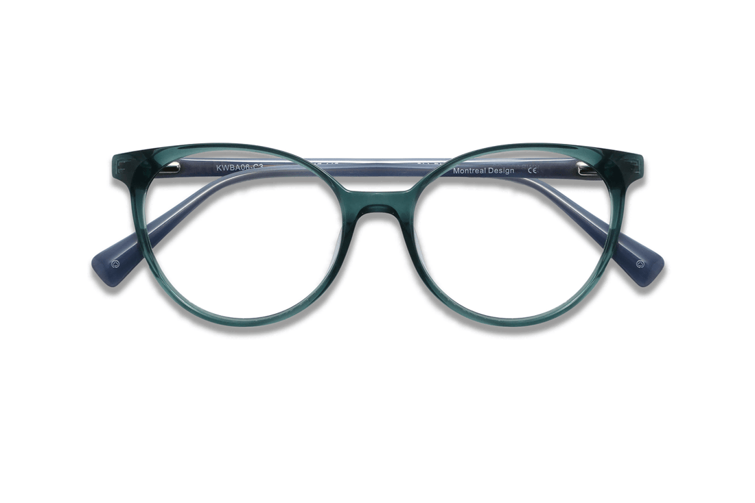 Felicity Blue, Oval Blue Turquoise Acetate Glasses - 折りたたみ式