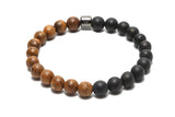 Gelang Onyx dengan Manik Kayu untuk lelaki