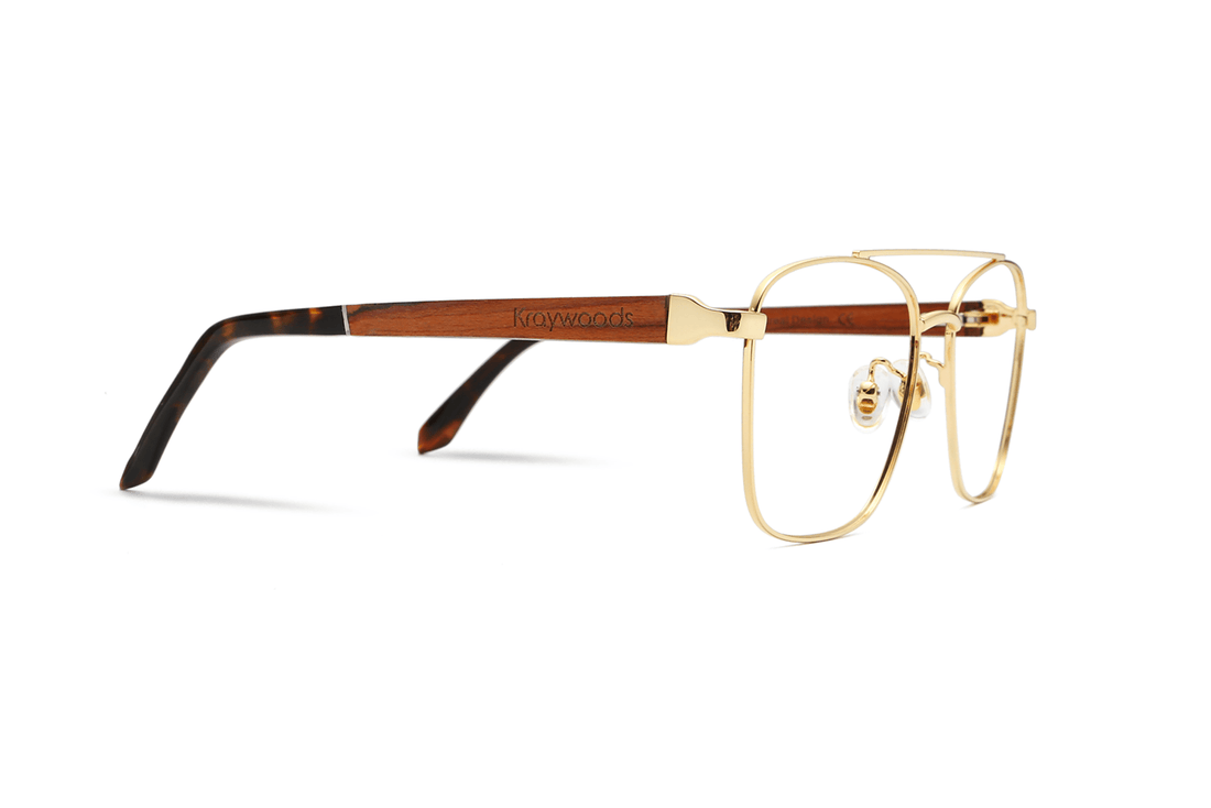 Pandu Emas, Cermin Mata Retro Square Aviator - Sisi