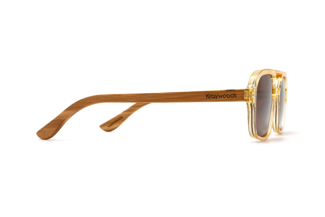 Penyamak, Cermin Mata Hitam Aviator Retro Coklat Lutsinar - Sisi