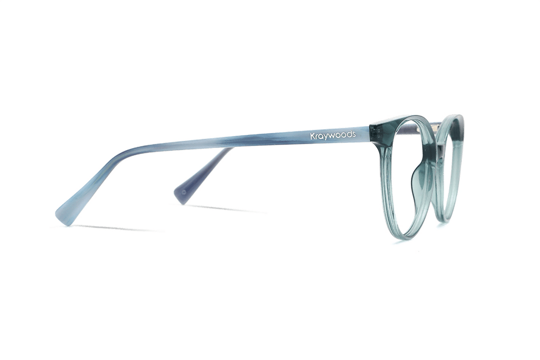 Gelas Felicity Biru, Biru Oval Turquoise Acetate - Sisi