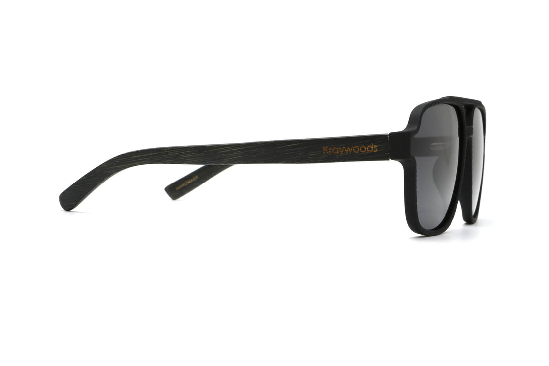 Parker, Cermin Mata Hitam Aviator Bersaiz Besar Hitam - Sisi