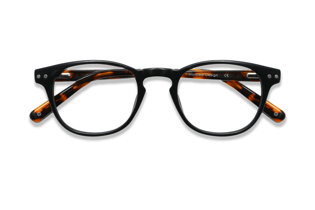 Dash Black, Cermin Mata Asetat Hitam Persegi Retro - Dilipat