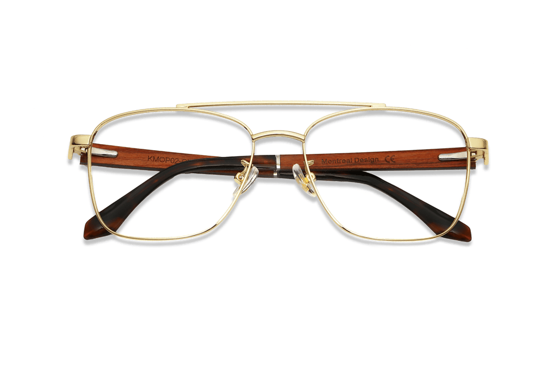 Memandu Emas, Cermin Mata Retro Square Aviator - Dilipat