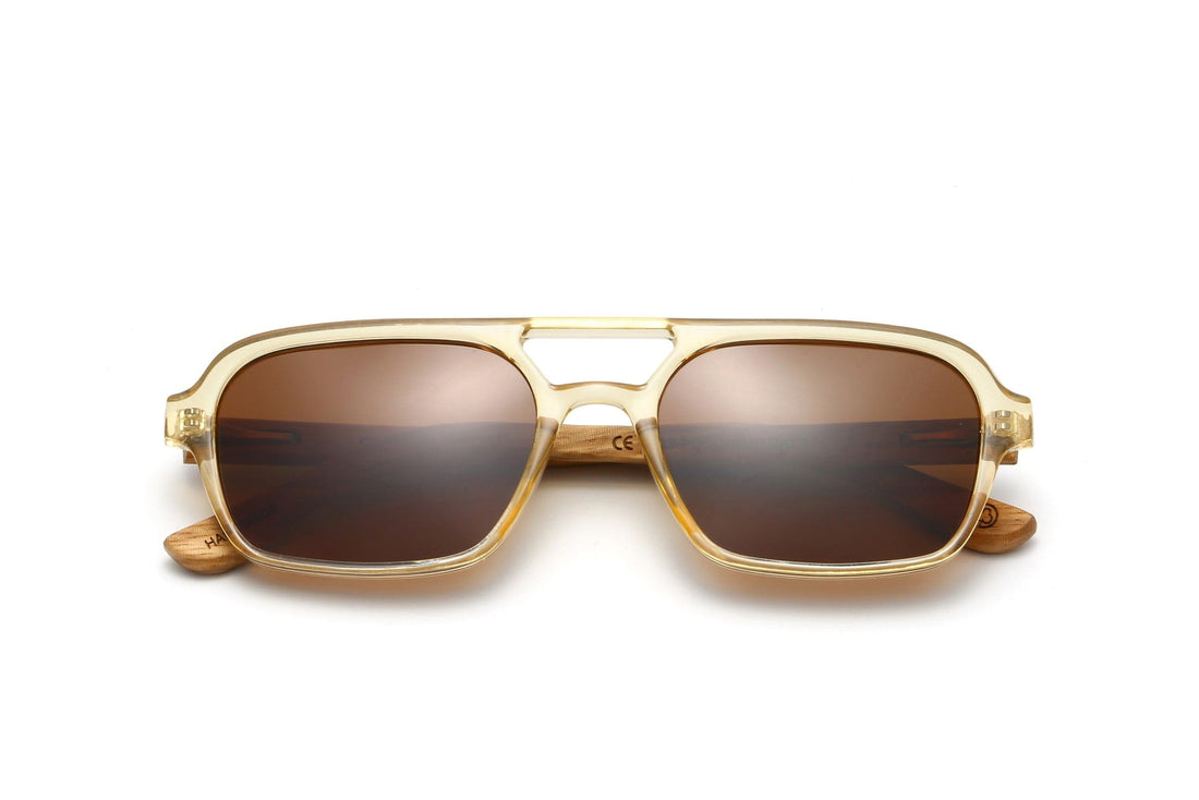 Penyamak, Cermin Mata Hitam Aviator Retro Coklat Lutsinar - Dilipat