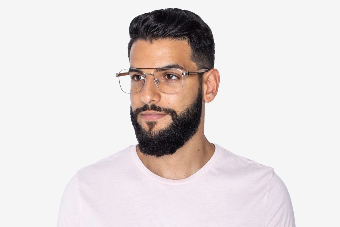 Lelaki memakai Perak Pandu, Cermin Mata Retro Square Aviator