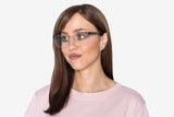 Wanita memakai Enchanted Silver, Semi Rimless Cat Eye Glasses