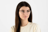 Wanita memakai Cermin Mata Grace Clear, Square Clear Acetate