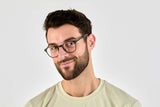 Lelaki memakai Dare Black, Retro Square Black Acetate Glasses