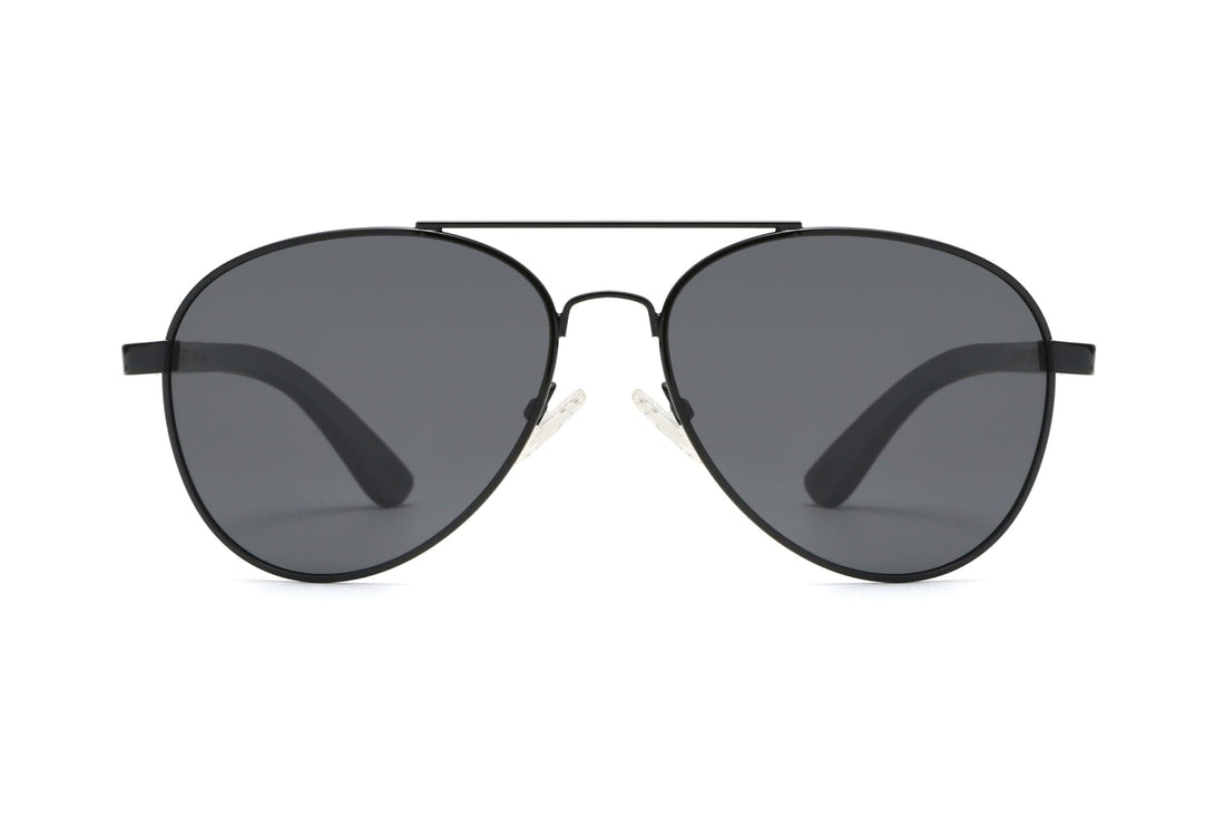 Leo, Cermin Mata Hitam Aviator dengan Kanta Terpolarisasi - Depan