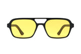 Ryder Yellow, Cermin Mata Hitam Retro Aviator - Depan
