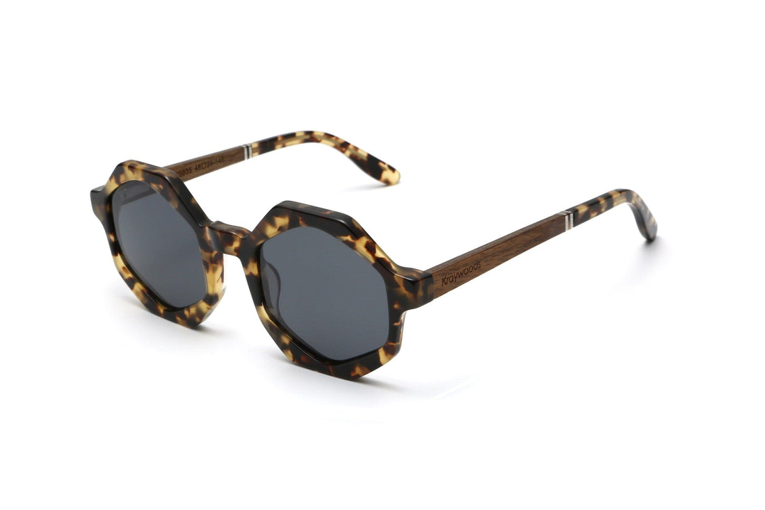 Meteor, Tortoise Bruin Octagon Zonnebril - Schuin