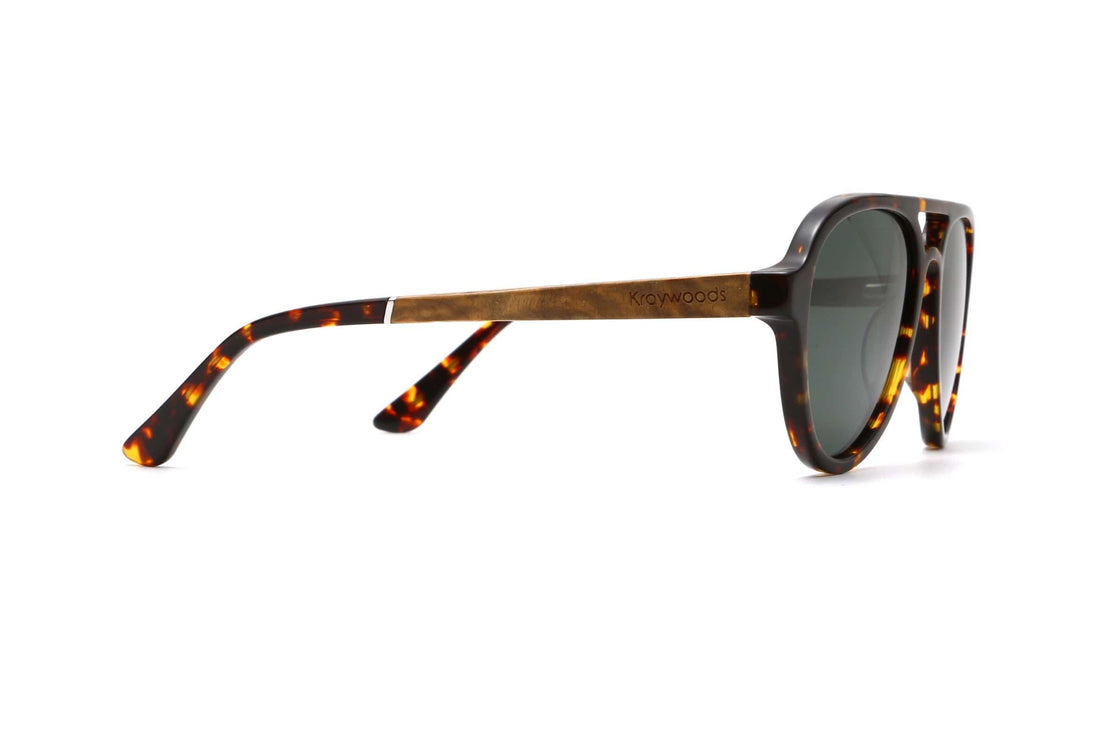 Runner, Green Tortoise Aviator Zonnebril - Zijkant