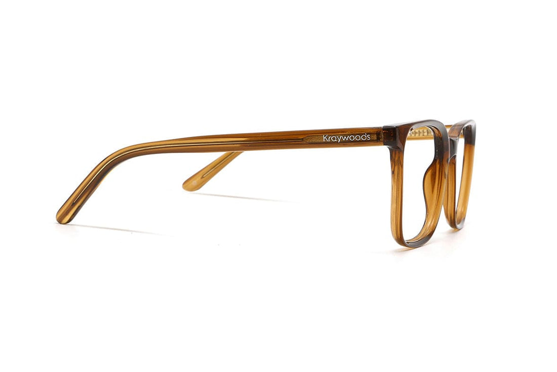 Marvel Bruin, Oversized Vierkante Bruine Acetaatbril - Zijkant