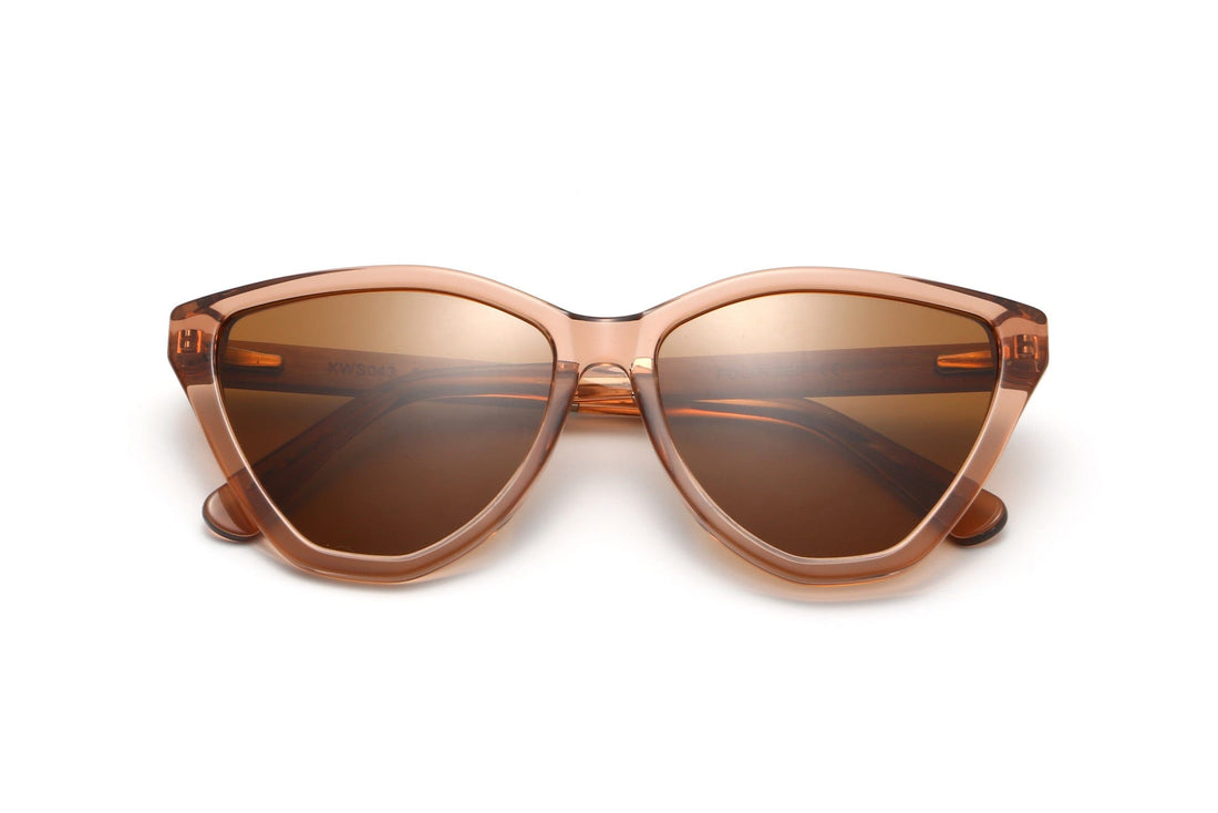 Audrey, Roze Oversized Cat Eye Zonnebril - Gevouwen