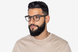 Man met Cheer Zwarte, Retro Ronde Eiken Houten Bril