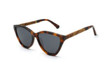 Stella, Cat-Eye Tortoise Zonnebril met Grijze Glazen - Schuin