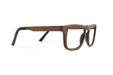 Bold Brown, prostokątne brązowe okulary z drewna dębowego - bok