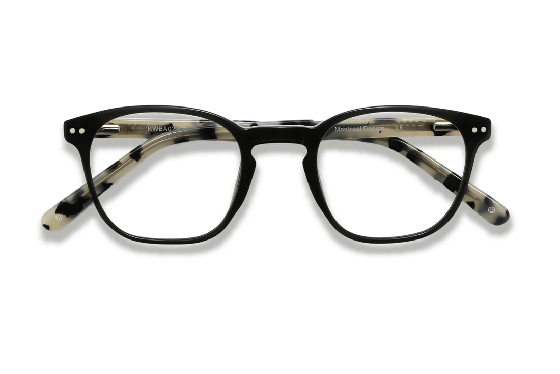 Dare Black, Óculos Retro Quadrados de Acetato Preto - Dobrados